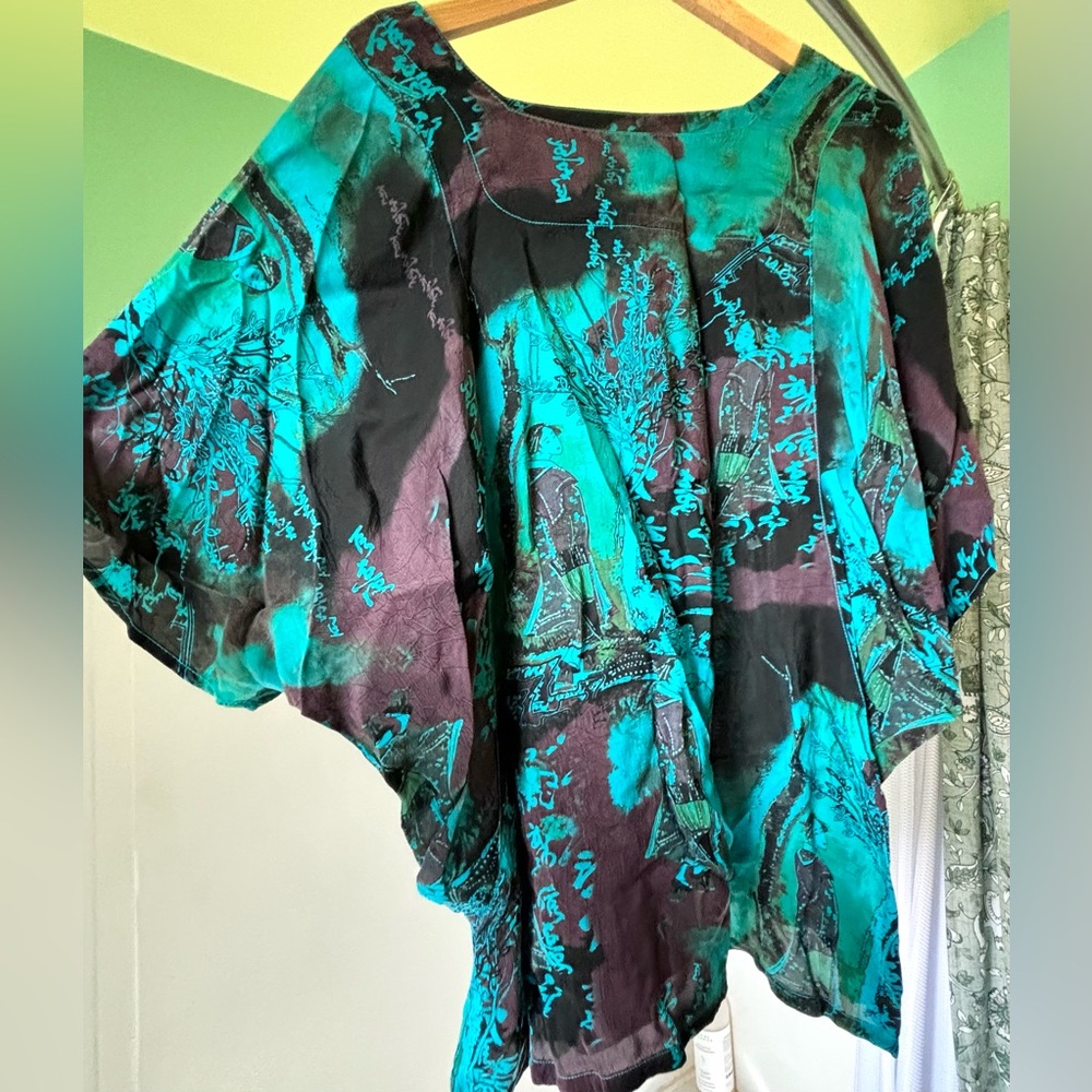 Tianello 100% Silk Japanese Print Oversize Shirt